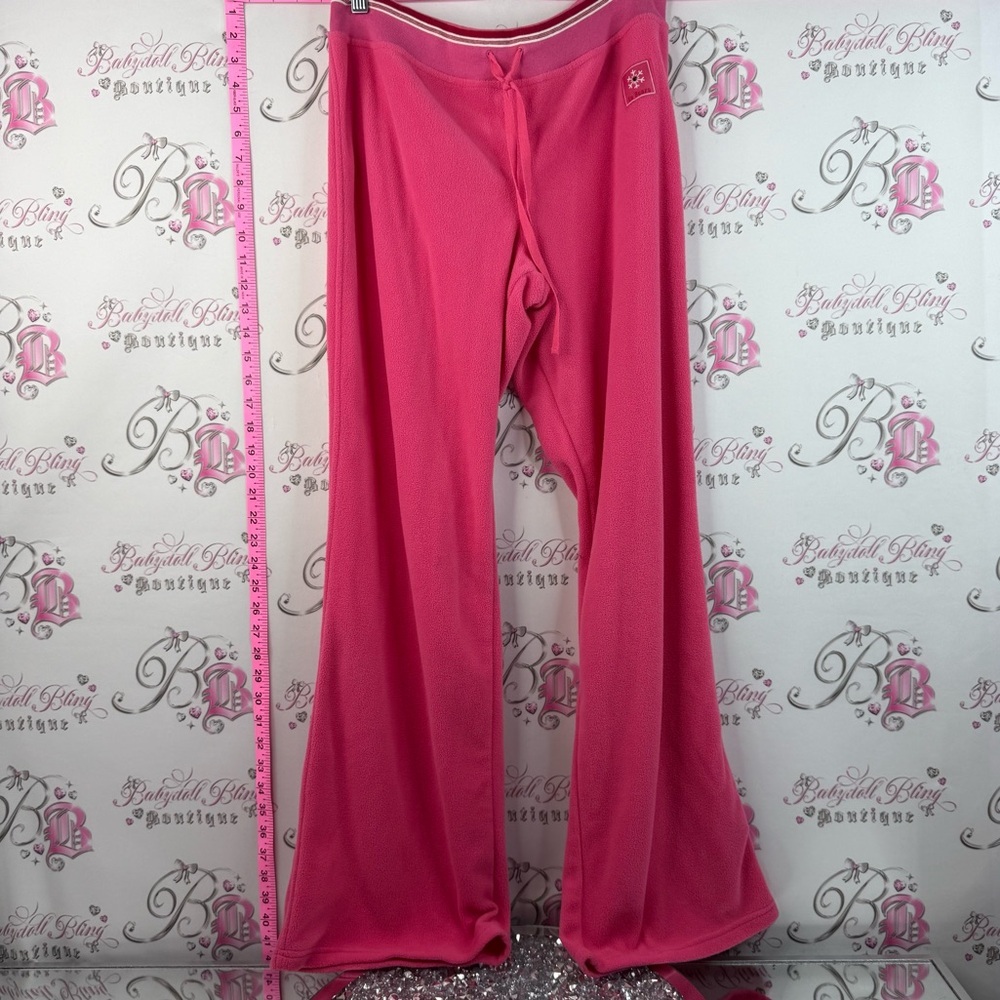 La SENZA pants fleece soft snowflake y2k comfy Pink Boot Cut Flare Pants